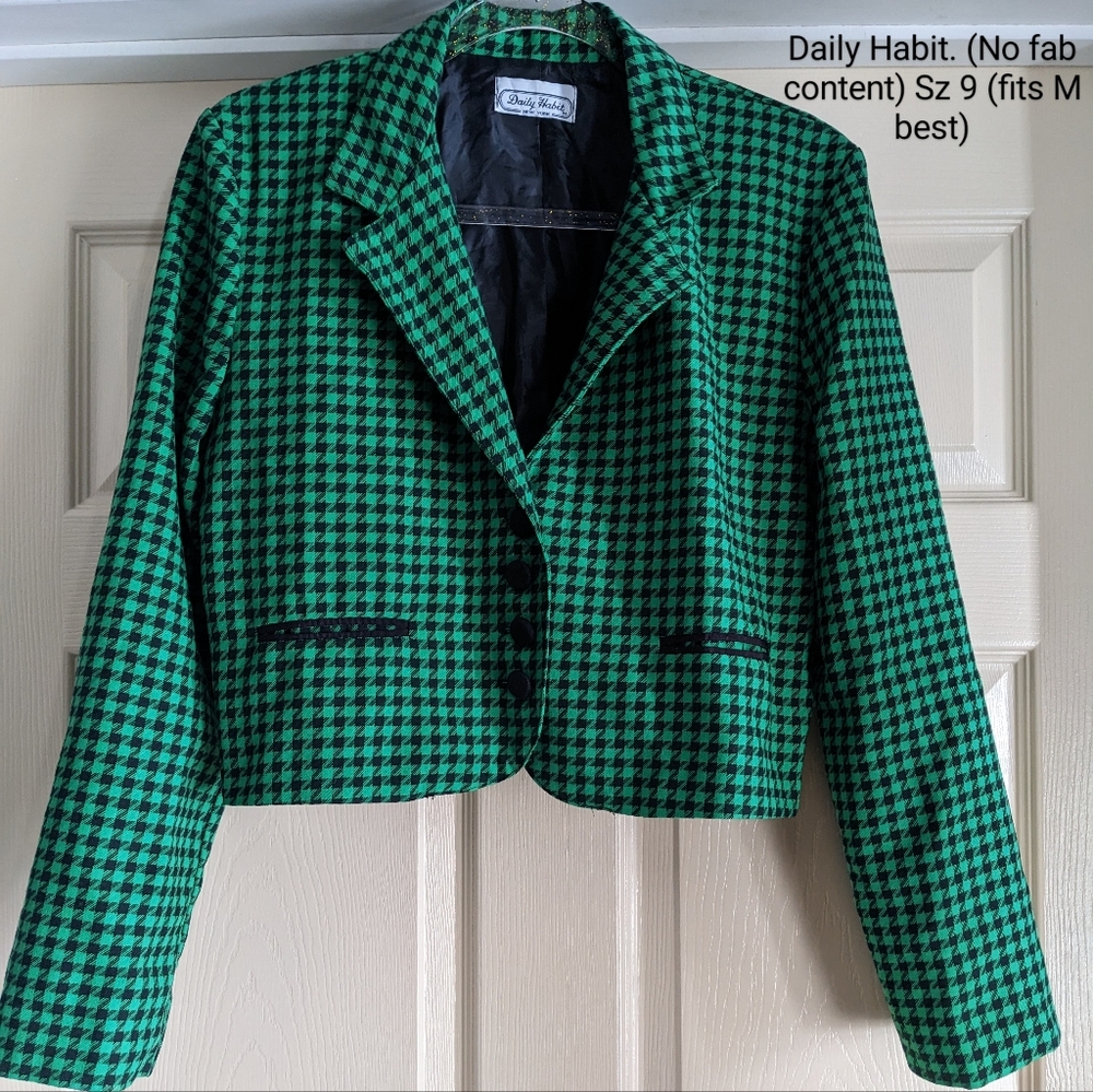 Vintage Green Houndstooth Women's Jacket